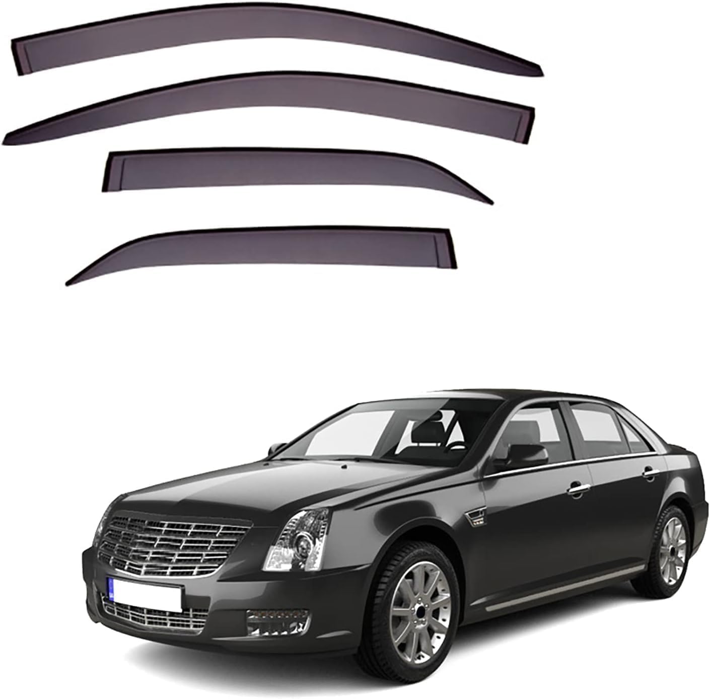 FENGJP Car Window Wind Deflectors for Cadillac SLS MK1 2007-2013, Window Wind Deflector Visor Rain Smoke Guards Automotive Accessories
