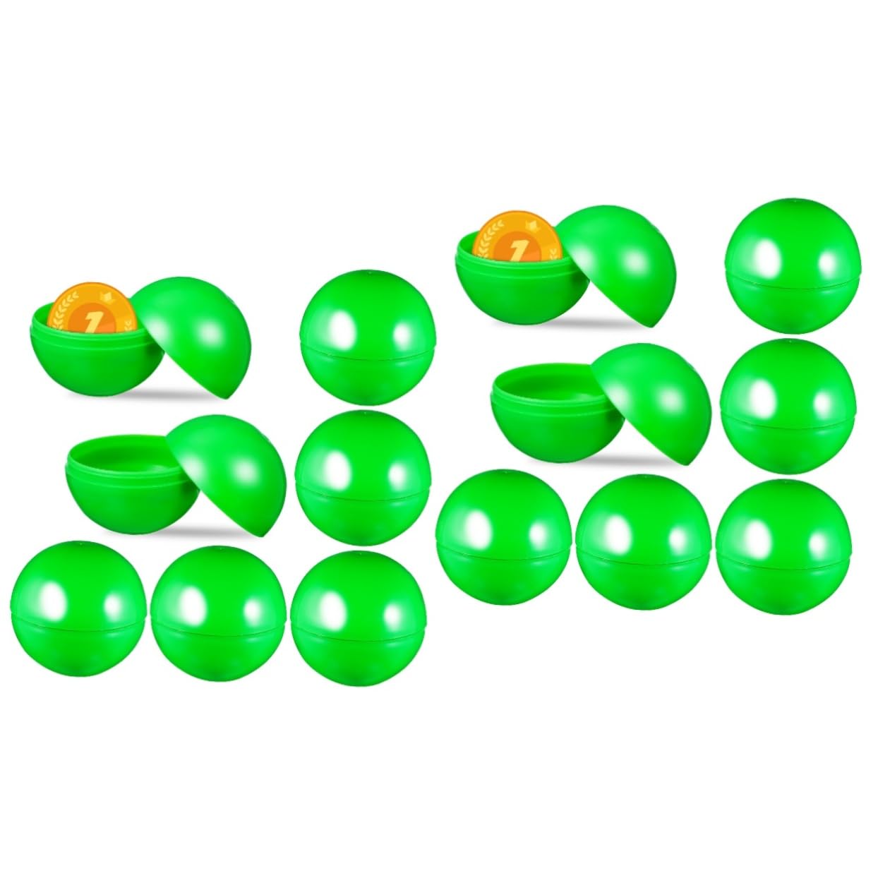 BRIGHTFUFU 2sets Large Fillable Raffle Balls Plastic Balls Round Capsules Green Bingo for Party Games 25pcs*2