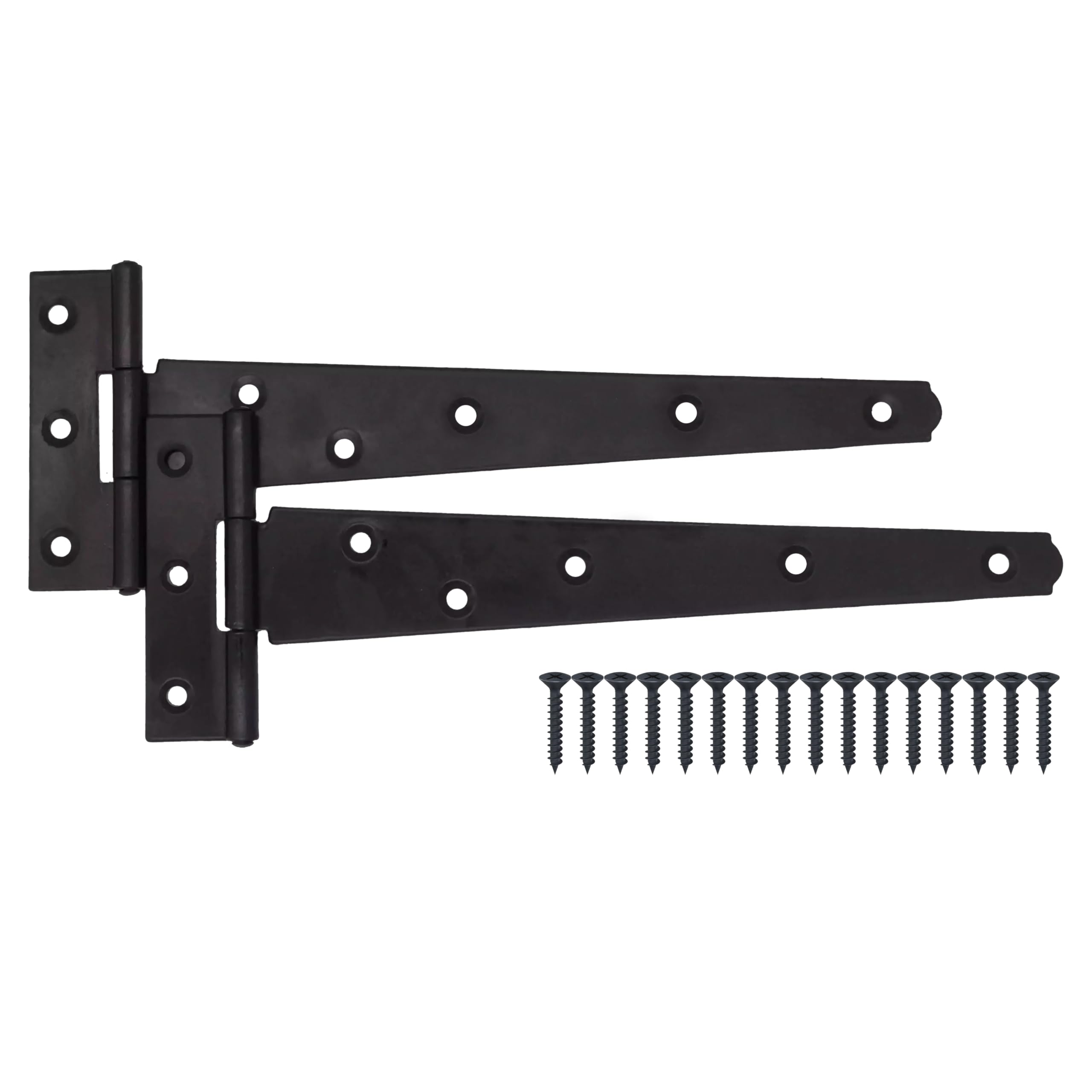 EAI Black Gate Tee Hinges - 400mm / 16 Inch Heavy Duty T Hinges for Wooden Gates, Doors & Sheds - 2 Pack