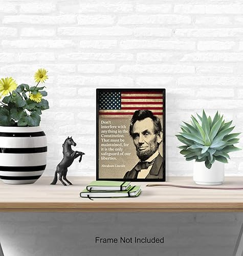 Miniatura 4 de Abe Lincoln Quote, American Flag Art - 8x10 Patriotic Wall Decor for Home or Office - Unique Gift for Republicans, Conservatives, Democrats,