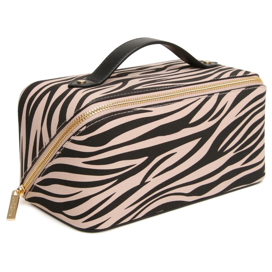 Animal Print Train Beauty Case, Wide Opening, Lined Interior with Organiser Pockets, 24×12×12 cm