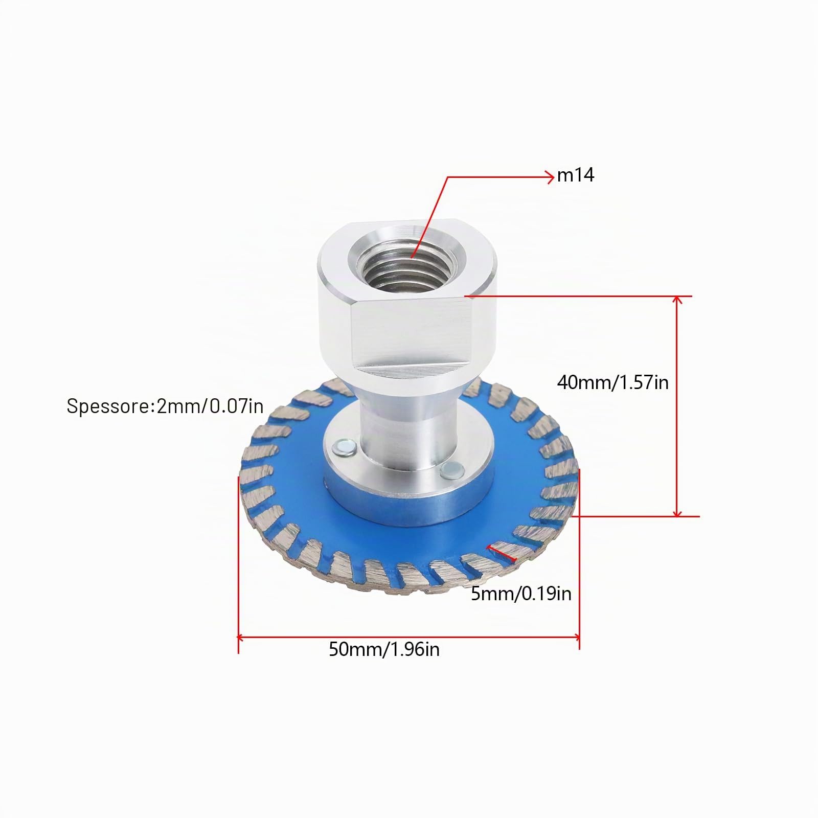 EMSea Disco da taglio diamantato con flangia M14, diametro 50 mm, per incisione, taglio, intaglio, calcestruzzo, granito, pietra arenaria, ceramica, pietra naturale, piastrelle