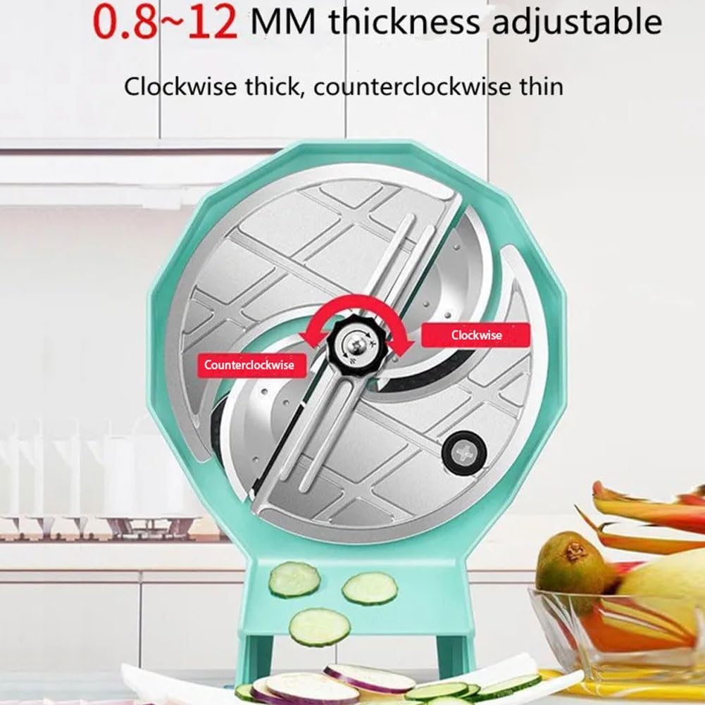 Cortador manual de frutas, grosor ajustable de 0 a 12 mm, trituradora de verduras multifuncional, acero inoxidable para el hogar y la cocina