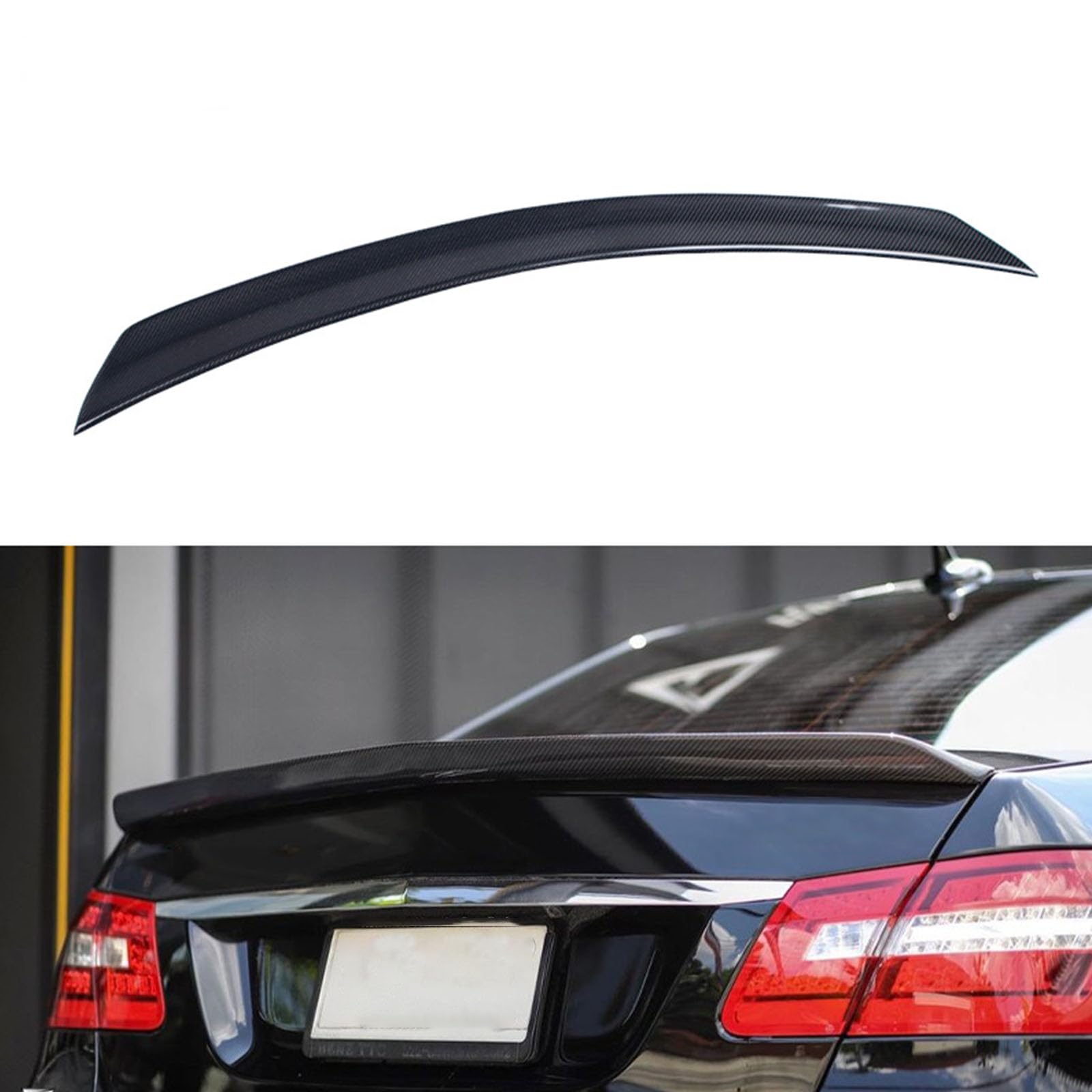 Car Rear Trunk Carbon Fiber Spoiler Wing, Compatible With Benz E-Class W212 V Style 2010-2016, Trunk Tail Lip Wing Car Body Kits Diffuser Anti-scratch Styling Trim