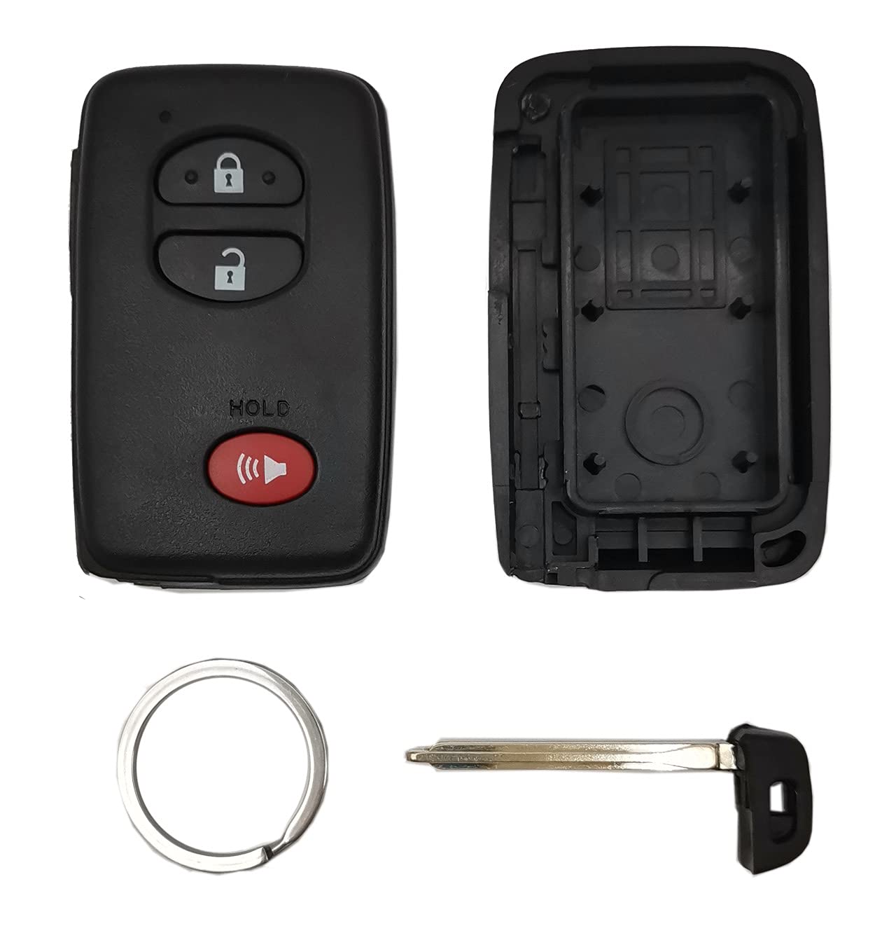 X AUTOHAUX Replacement Key Fob Shell Case For Toyota Highlander 2007-2014 - Black 4-Button Case