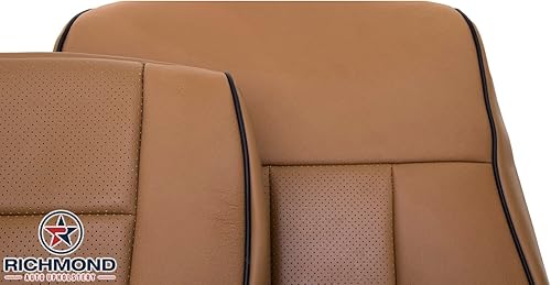 Miniatura 4 de Richmond Auto Upholstery - Fundas de asiento de cuero perforado de repuesto completo para conductor y pasajero, Canyon Tan con agujero redondo