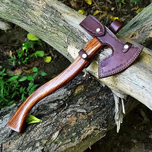 Handmade Damascus Steel Tomahawk / Hatchet / Axe With Rose Wood Handle / Hunting Camping Crafts Perfect Axe #TOP5