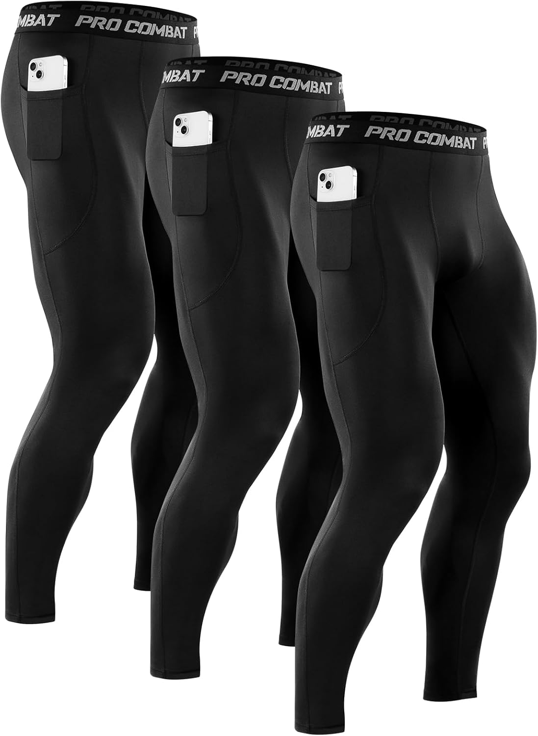 Niksa 1/3 Pack Men's Compression Pants, Performance Athletic Sports Leggings Gym Tights for Running Yoga Workout Sports