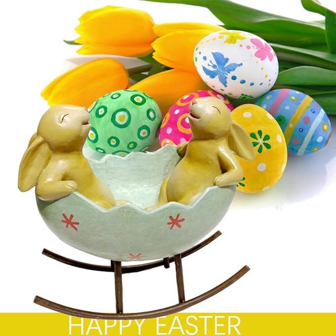 Adorable Easter Bunnies Rocking in Egg Cradle! 🐰🥚
