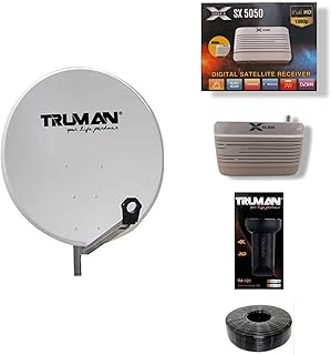 Truman - system Satellite RECIVER - BOX-4 (RECIVER MINI HD SUPER X + LNB 1 PORT + DISH CABLE 20 Y+ satellite dish 75 Cm)