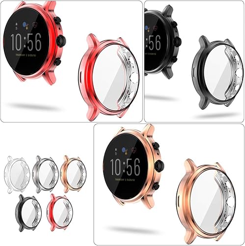Miniatura 4 de Mikikit Funda de reloj compatible con Fossil 5 Carlyle, funda protectora de TPU para reloj, 5 unidades, color aleatorio