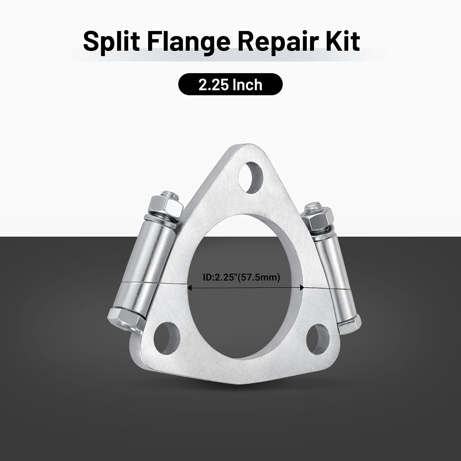 EVIL ENERGY 2.25 Inch Triangle Exhaust Split Flange Repair Kit, Exhaust Flange Connection, Carbon Steel Exhaust Flange Replacement for 2.25" OD Flared Y Pipe, 1 PCS