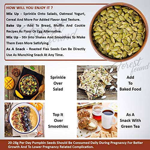 Image of Forest Found Roasted Salted Pumpkin Seeds Use in Salads, Trail Mixes, Baked Goods, Granola Bars, Desserts | Source of Protein & Fibre, Keto Diet Friendly, Pepitas Seed, Healthy Superfood Snack (400g)