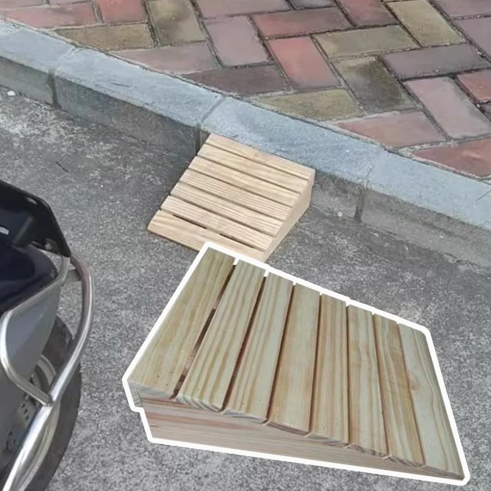 Rampa De Entrada De Madera Ligeras Rampas De Bordillo, Madera Rampas De Acceso De 7cm 8cm 10 Cm 15cm De Altura, Portátiles Rampas para Silla De Ruedas(Height: 10cm/3.9in)