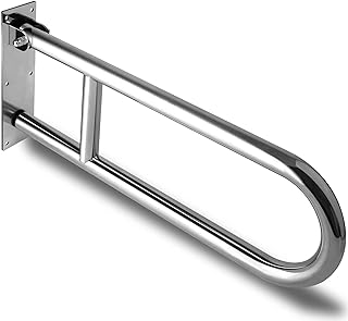Flip-Up Safety Grab Bars for Bathroom Toilet Support Assist 24-Inch Stainless Handicap Shower Handles Elderly Bathtub