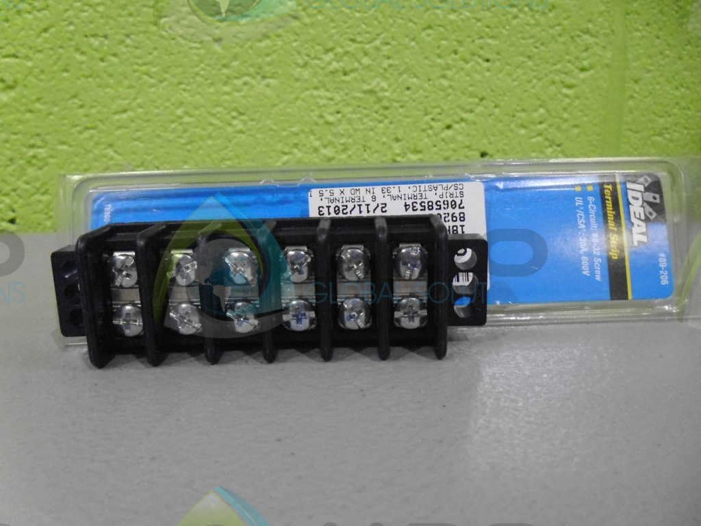 IDEAL 89-206 Terminal Strip with six screw terminals visible, ready for wire connections.