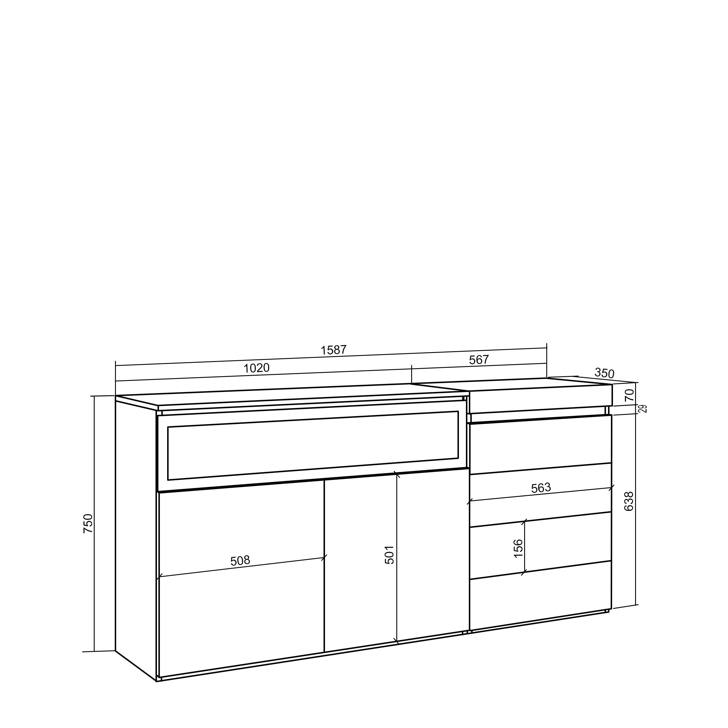 Schminktisch, 284x35x145 Cm, Mit Schublade, Elektrokamin XXL Kommode Mit Schubladen Lamellenwand Holz Weiss