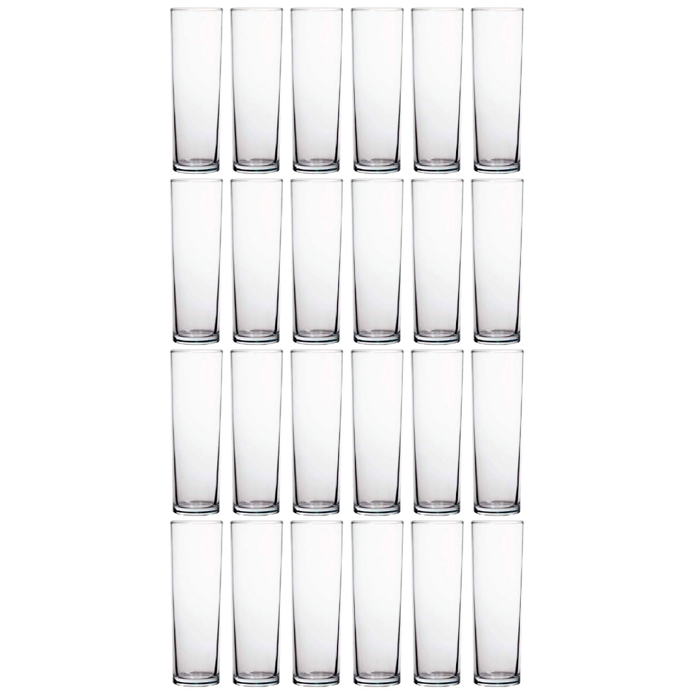 Acan Tradineur - Pack de 4 Cajas de 24 Vasos Modelo Tubo - Capacidad: 320 ml - Fabricado en Vidrio Resistente - Apto para lavavajillas - Tamaño aprox: Ø 6 x 16,5 cm - 96 Uds Totales