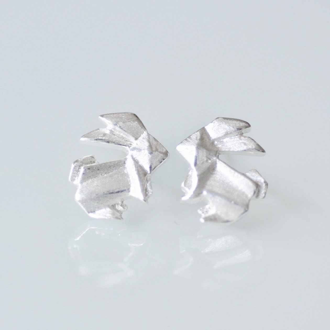 Origami Bunny Rabbit Earrings in Sterling Silver 925 - Image 3