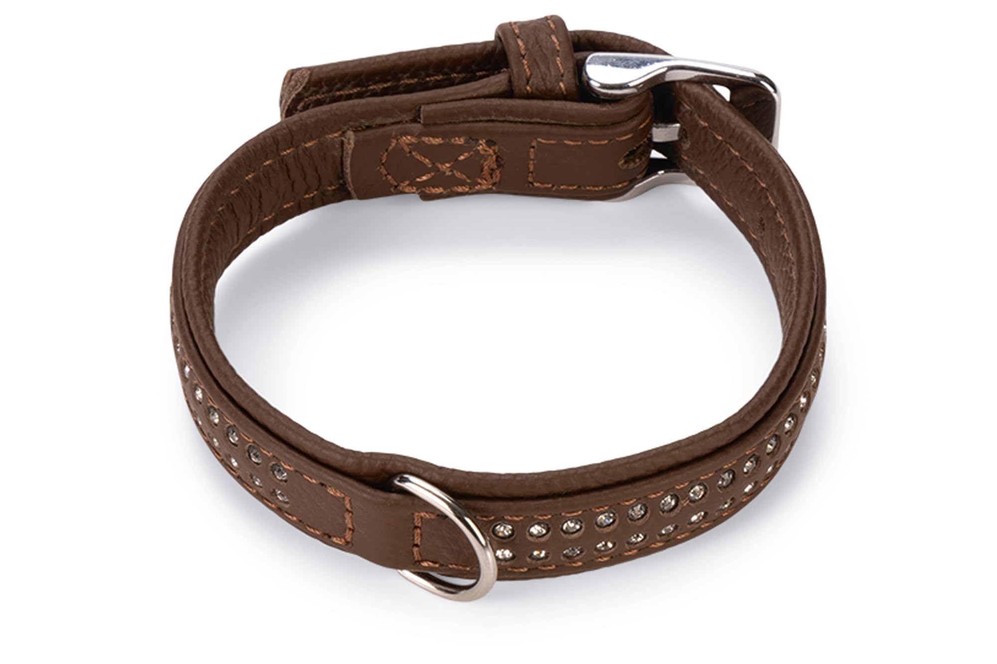 Karlie Double Row Vintage Rhinestone Collar Length 30 cm Width 17 mm Brown