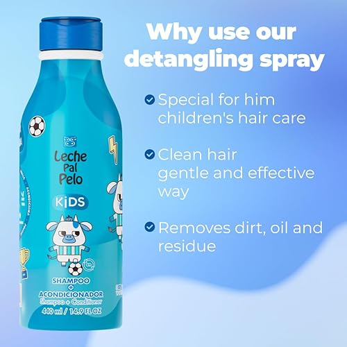 Miniatura 5 de Leche Pal Pelo Champú y acondicionador para niños 2 en 1 suave, sin SLS ni parabenos con coco, aceite de jojoba y aloe vera-14.9 fl. oz