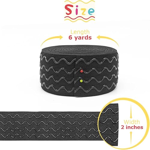 Miniatura 3 de SmiLife Banda elástica de agarre de silicona, agarre elástico antideslizante para coser, 2 pulgadas x 6 yardas, color negro