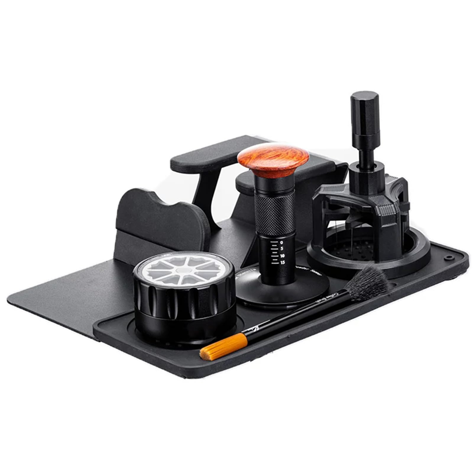 SICWEDIM 5 Pack Espresso Tamper Station, with Spring-Loaded Espresso Tamper, WDT Tool, Coffee Distributor - Gravity Design, Double-ended Cleaning Brush, Barista Accessories (53mm)