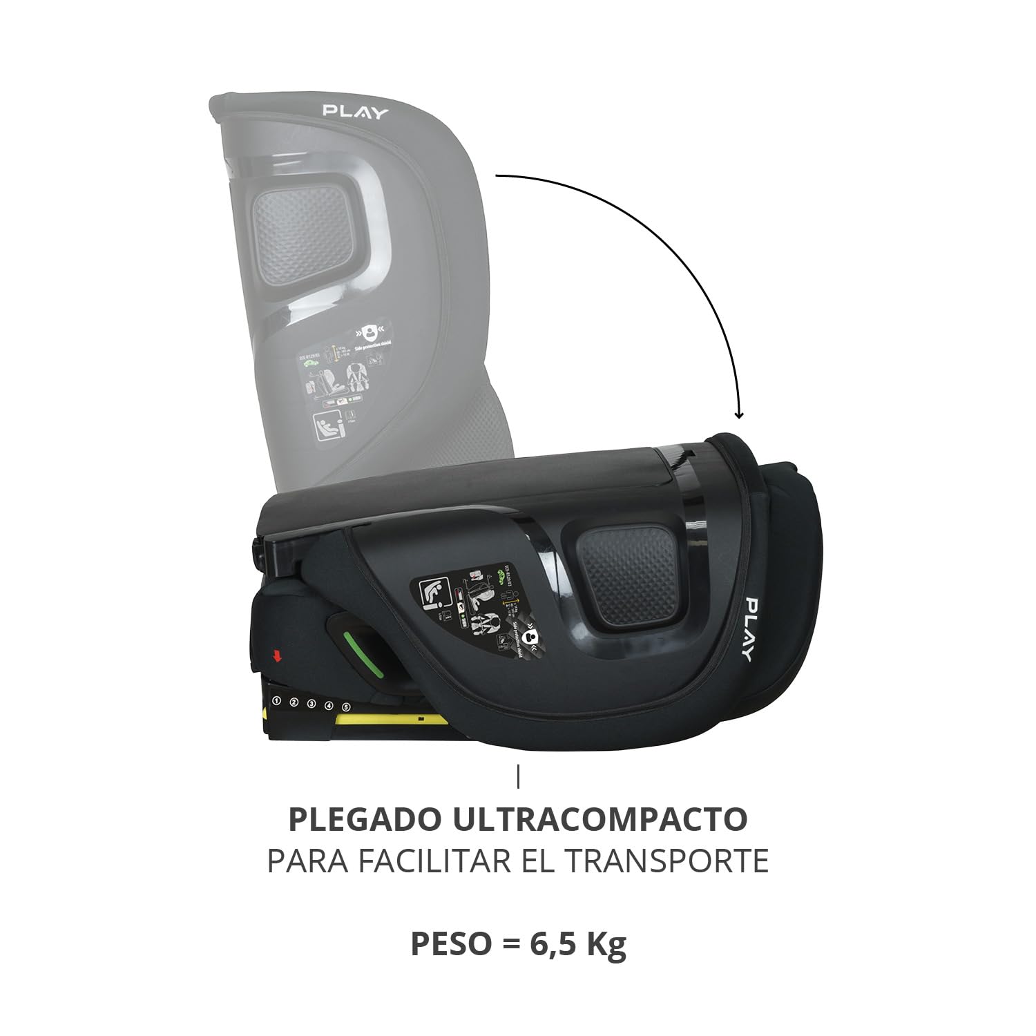 Play One i-Size. Silla de coche con isofix grupo 1/2/3, para bebé de 15 meses y niños de hasta 12 años o 76 cm - 150 cm altura (Black Safe&Go)