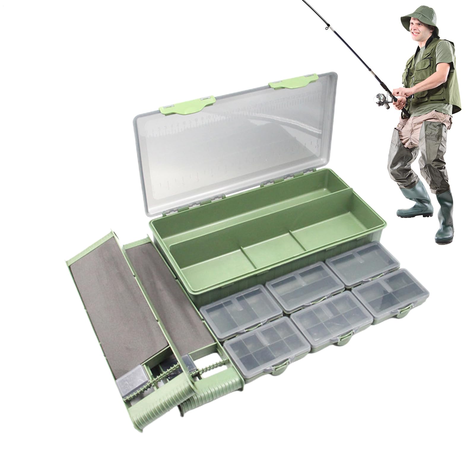 Cassetta Attrezzatura da Pesca Organizzatore Portatile da 9 Pezzi | Contenitore per Attrezzatura da Pesca Per Principianti Famiglia Uomini Donne Outdoor Acqua Salata E