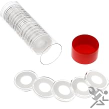 1 Airtite Coin Holder Storage Container & 20 Air-tite 14mm White Ring Coin Holder Capsules for 1/20oz Lunar Gold Series 1