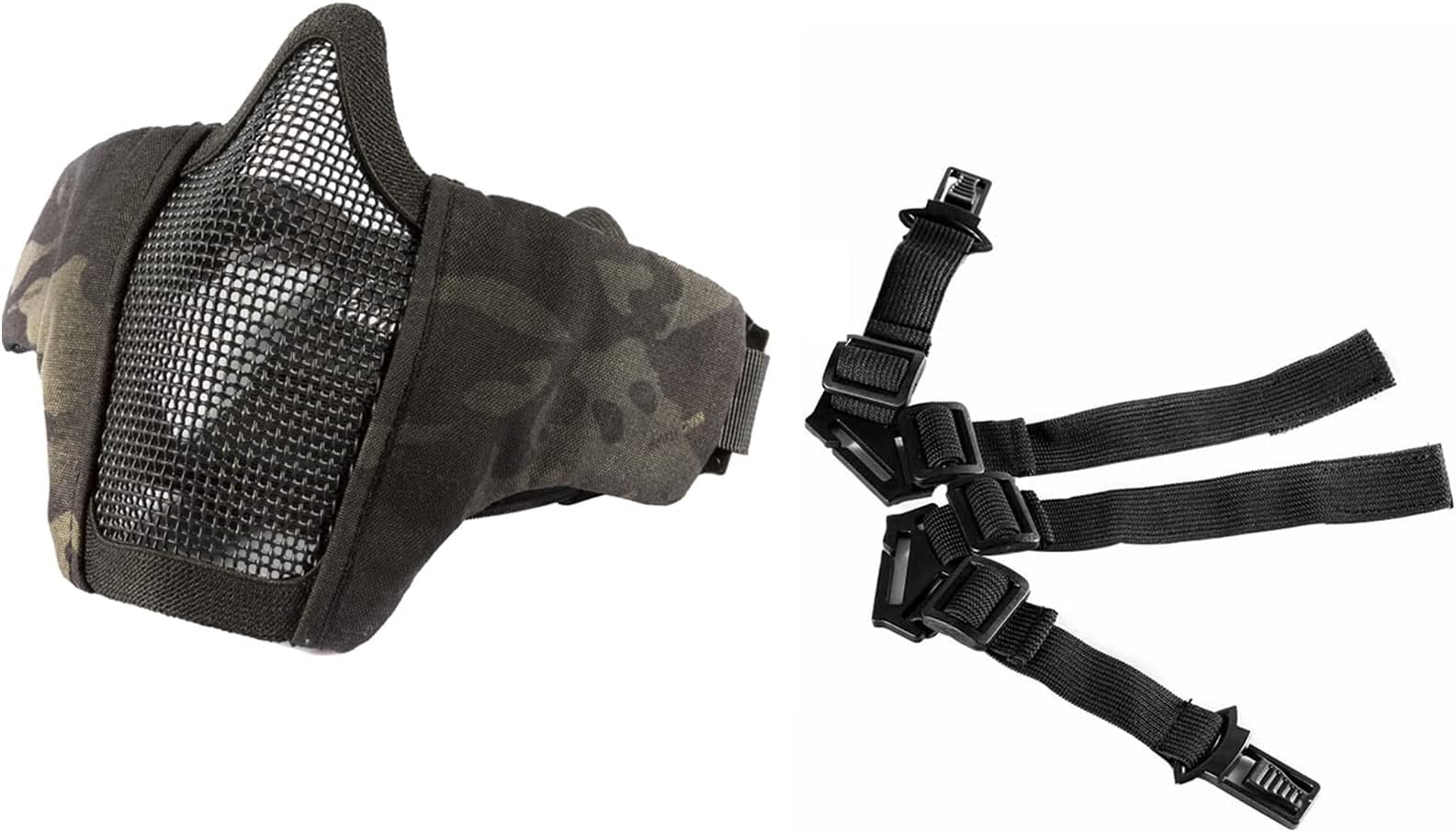 6" Foldable Half Face Mesh Mask Military Style Comfortable Adjustable Tactical Lower Face Protective Mask