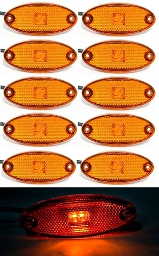 VNVIS 10 luci di ingombro a LED ovali da 12 V, arancioni, per camion, roulotte, rimorchi, furgoni, camper, autobus