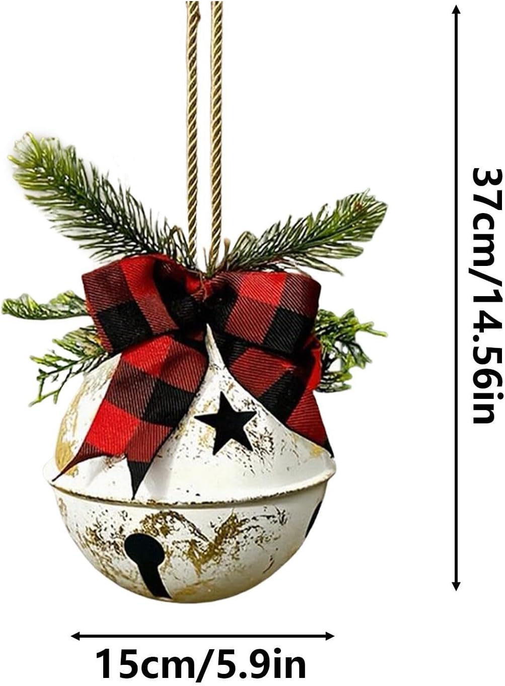 Giant Jingle Bells Christmas Decorations - Christmas Decorations with Bow | Holiday Metal Jingle Ornaments - for Winter Holiday Outdoor Garden Yard Party Winter