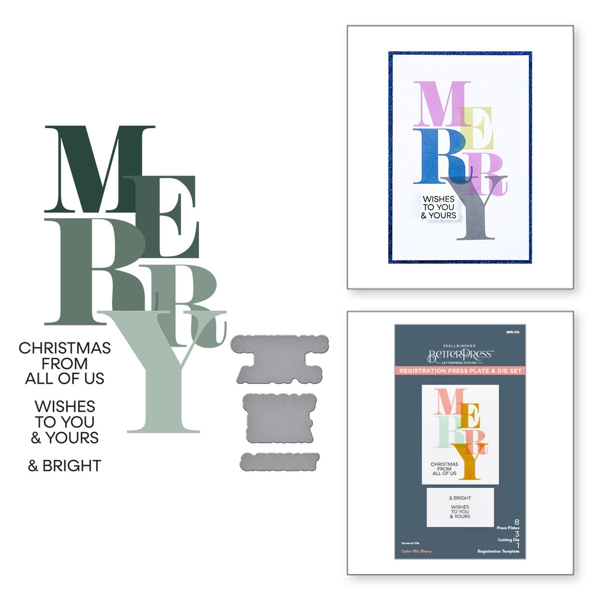 Spellbinders BPR-016 Color Mix Merry Registration Press Plates from The Home for The Holidays Collection, Metal - Image 2