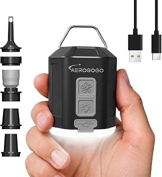 Portable Air Pump 4.2kPa Air Pump for Inflatables Rechargeable GIGA PUMP 4 with Camping Light Ultra Air Mattress Pump
