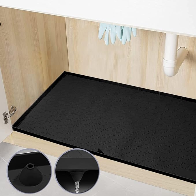 Under Sink Mat for Kitchen Waterproof, 34" x 22" Flexible Silicone