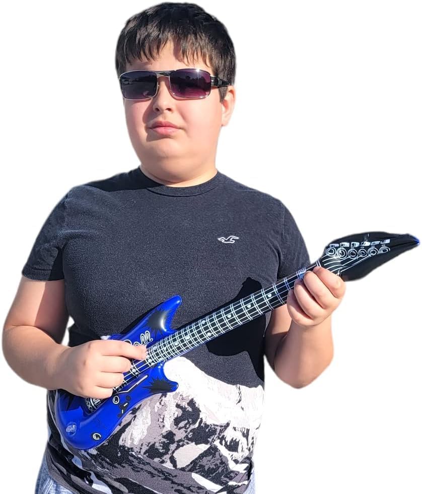 Miniatura 5 de Mini guitarras inflables de roca (23 pulgadas). Vinilo perfecto para fiesta, DJ Dance 80s Rocker (4)