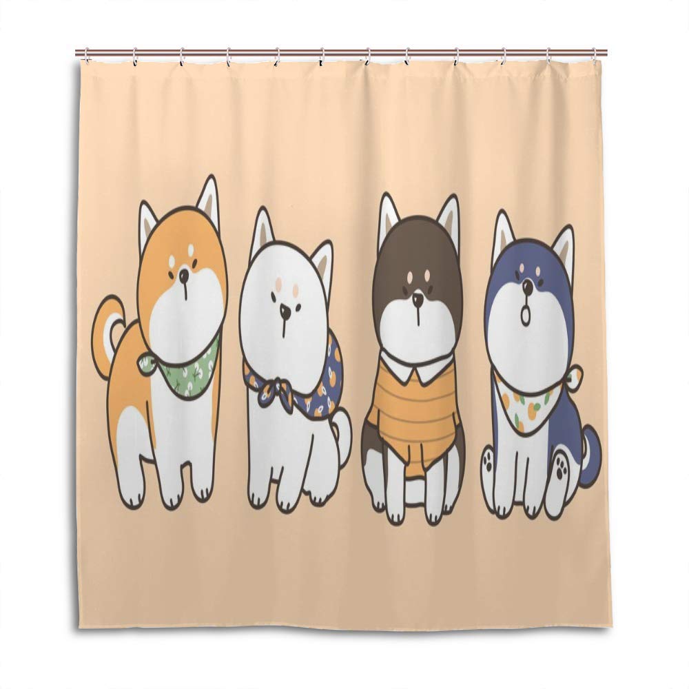 Rideau de douche Shiba Inu coloré pour une salle de bain joyeuse