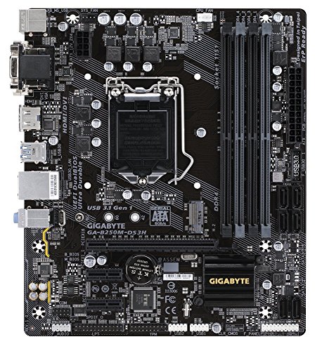 Image of Gigabyte GA-B250M-DS3H LGA 1151 Intel B250 USB 3.1 Micro ATX Intel Motherboard (Black)