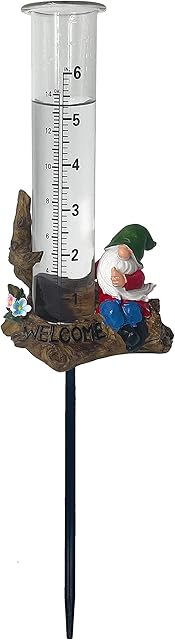 SOBLUING Gnome Rain Gauge for the Garden, Outdoor Rain Gauge with Stand, Decorative Rain Gauges for Yard, Patio, Lawn