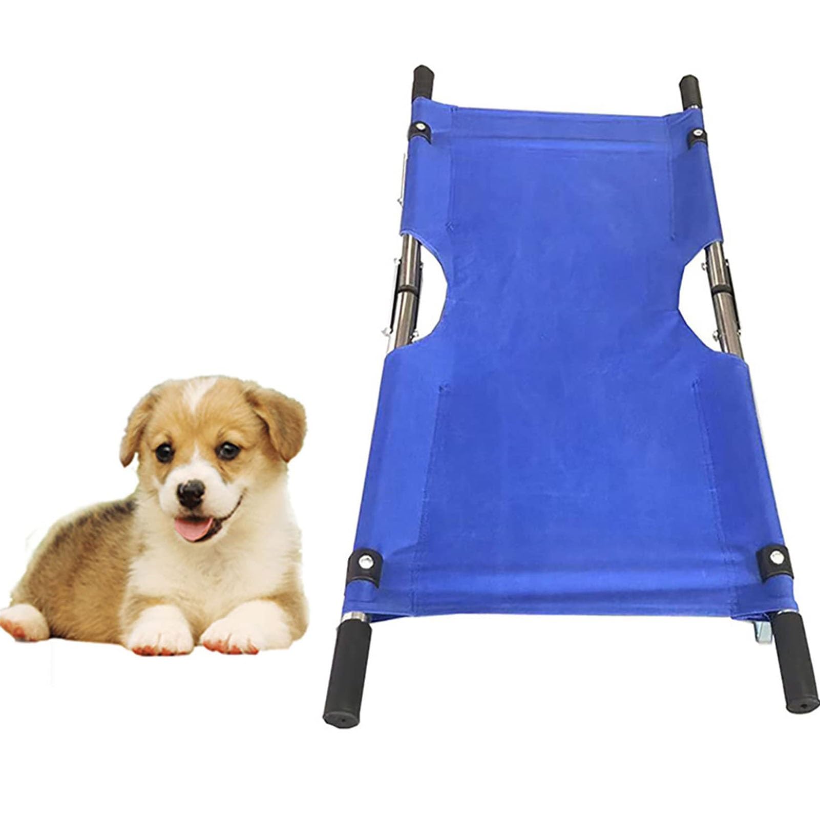 Barella per animali con ruote, barella da trasporto per cani, carrello da trasporto in acciaio inox, barella per animali, barella per animali con cinghia di sicurezza, impermeabile(Blue)