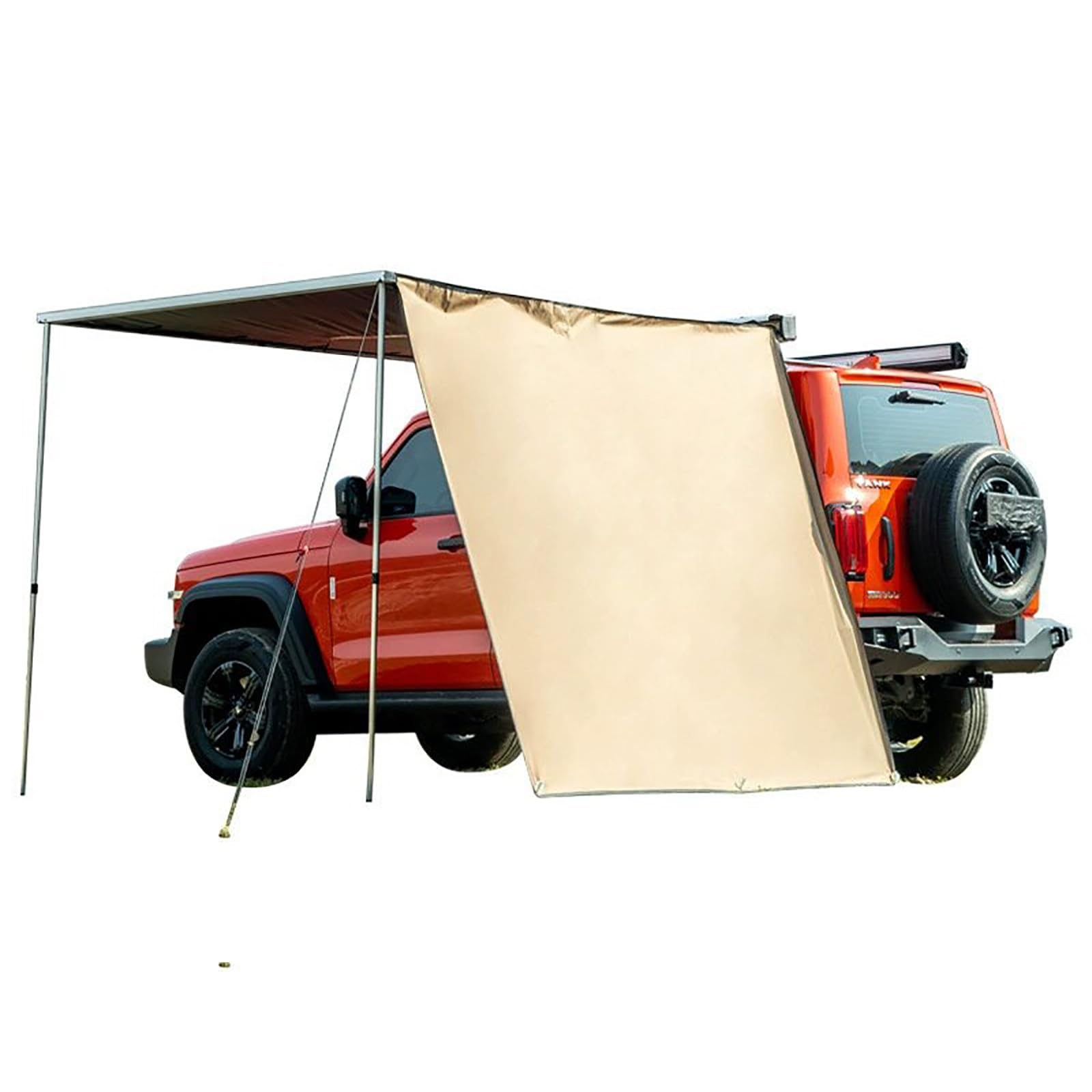 FHRKA Overlanding Car Side Awning W/Side Extension, Rooftop Vehicle Awning Camping,Pull Out Tent Shelter,RV Awnings PU5000mm Shade (Beige 200x300cm/6.6x9.8ft)