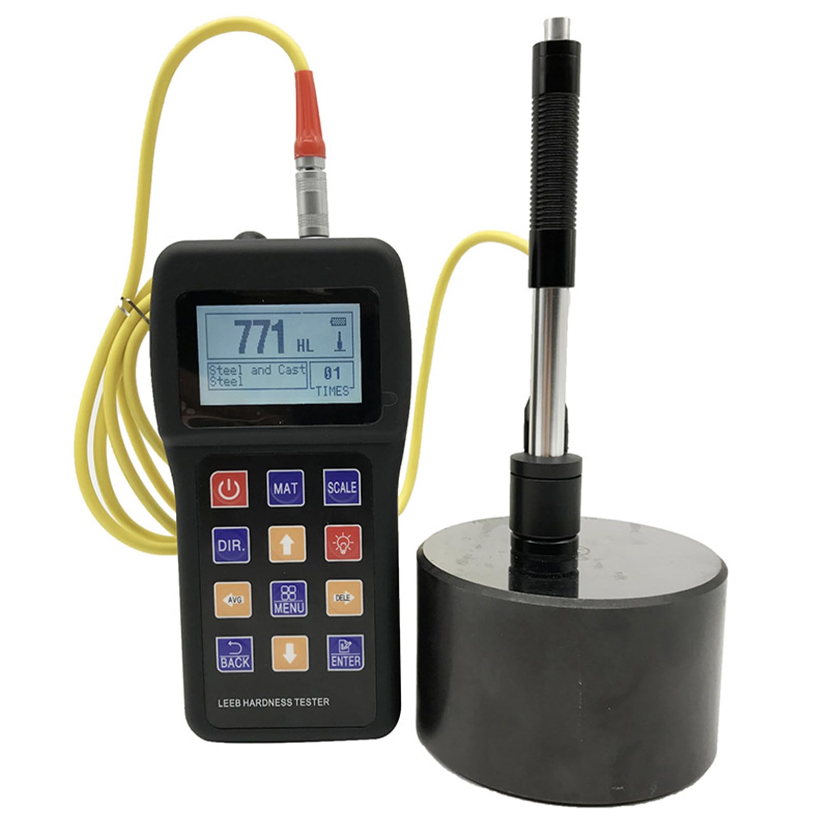 HL Hardness Tester, 170 to 960 HLD Metals Hardness Test Kit, Digital Rock Hardness Meter, 360°HL HB HRB HRC HRA HV HS Testing, Standard D Type Impact Device