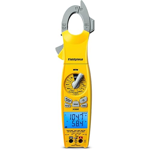Fieldpiece SC680 Clamp Meter - Wireless Power Multitester for HVACR Professionals - AC/DC Swivel Clamp Meter with Dual Display - HVAC Tools