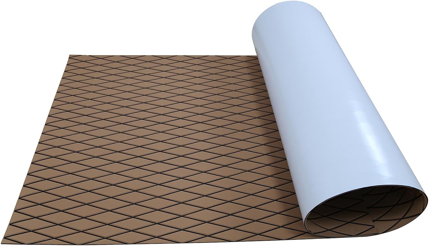 SeSiRui EVA Foam Faux Teak Boat Flooring,Self-Adhesive Teak Floor Decking Sheet for Yacht Marine Floor Carpet