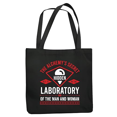 Lab Secret Unlocked Fun Gift Idea for Couple Key Revealed Navy Black Multicolor Canvas Tote Bag