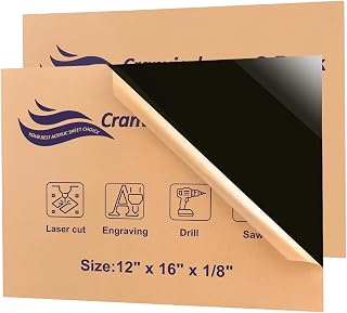 Acrylic Sheet 12" x 16" x 1/8", Cranviech 2 Pack Black Cast Plexiglass Sheets Glass Alternative for Sign DIY Display Projects Photo Frame Craft Handcraft Painting