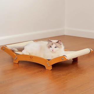 Extra-Larger Sisal Cat Scratcher Bed, Durable Cat Scratching Post with Hammock for Indoor Cats Lounger & Sleep & Scratch, Natural Sisal Cat Scratch Pad, Sturdy Solid Wood Frame (Upgraded Extra-Larger) - Amazon product rated Grade A
