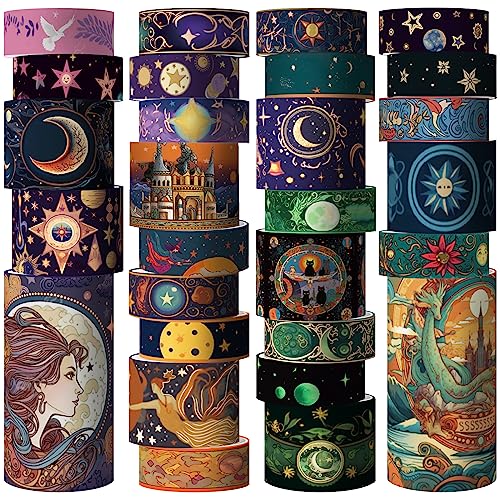 Geesinimo Washi Tape Set 29 Rolls Magic Themed Decorative Paper Tapes for Halloween Journaling Scrapbooking Supplies Planners DIY Crafts Gift Wrapping