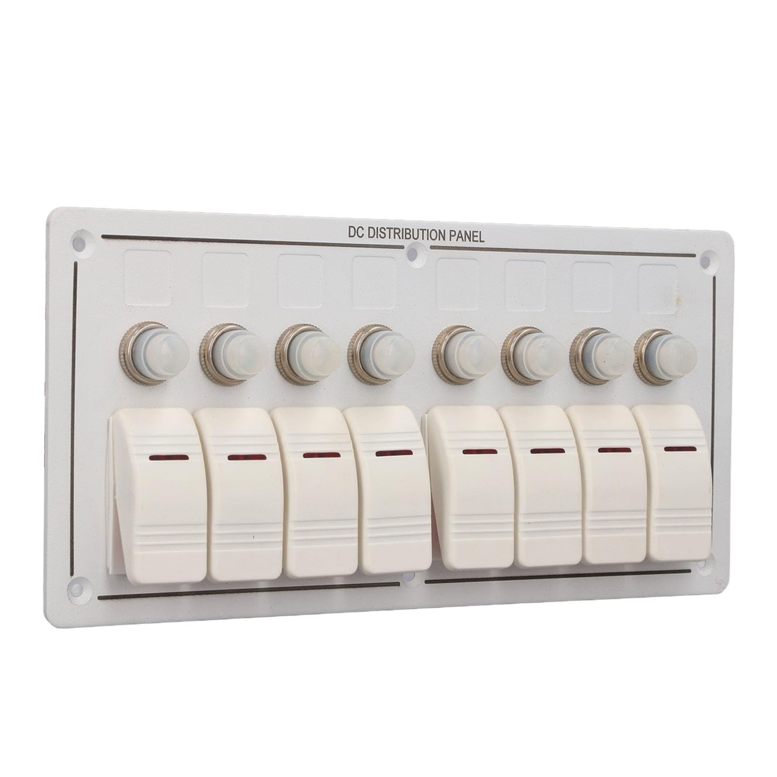 Naroote Panel Przełączników 8-krotnych, Aluminiowy Wodoodporny z czerwoną diodą LED do Jachtu RV i łodzi 240x116mm